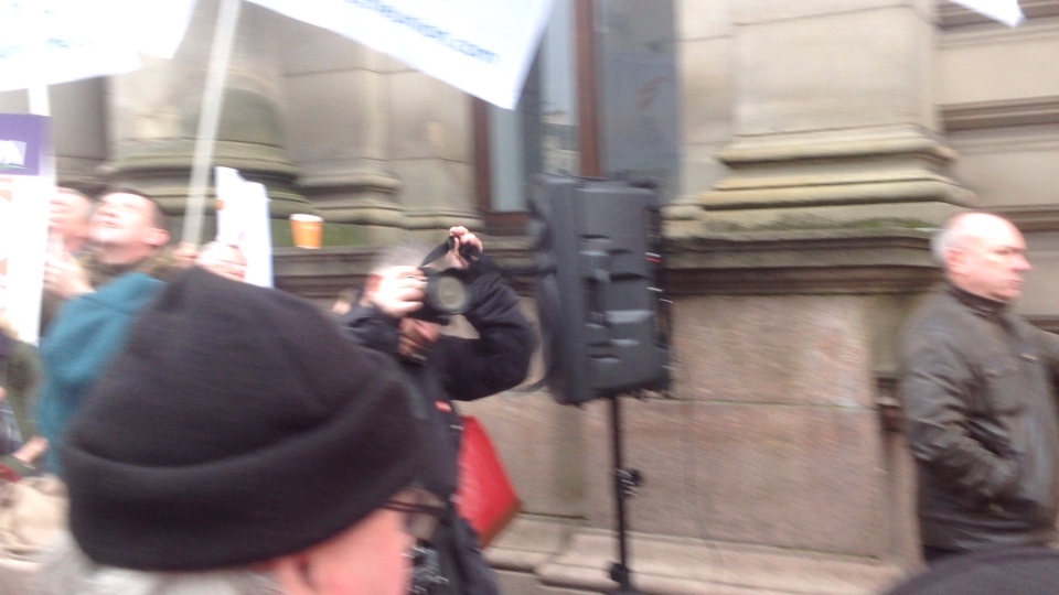 Defend Glasgow Services Lobby of Glasgow Council Budget Cuts Meeting title=